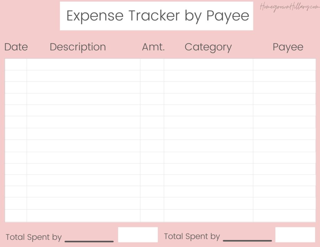 expense tracker by payee