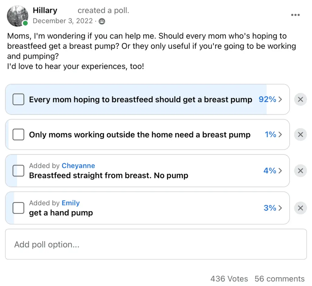 survey about whether breast pumps are necessary