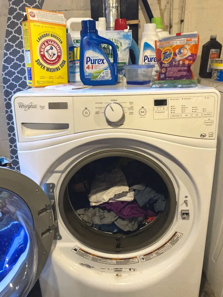 washing machine with dirty clothes